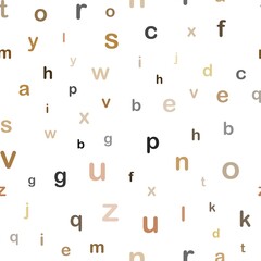 Dark Orange vector seamless pattern with ABC symbols. Abstract illustration with colored latin alphabet. Pattern for trendy fabric, wallpapers.