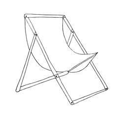 Beach chair icon. Hand drawn ink art design elements stock vector illustration for web, for print