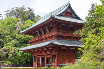 Fototapeta na wymiar Daimon Gate at Mount Koya in Koya, Wakayama, Japan. Mount Koya is UNESCO World Heritage Site- Sacred Sites and Pilgrimage Routes in the Kii Mountain Range.