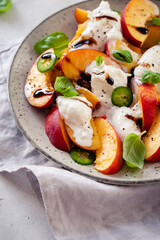 Fresh Summer Salad with Peaches and Buratta Cheese