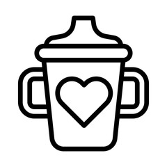baby shower related heart on baby milk bottle or fedding bottle vector in lineal style,