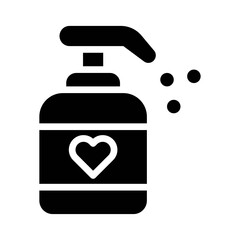 baby shower related hand sanitizer or hand wash with heart and bubbles vector in solid design,