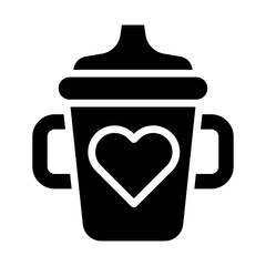 Obraz premium baby shower related heart on baby milk bottle or fedding bottle vector in solid design,