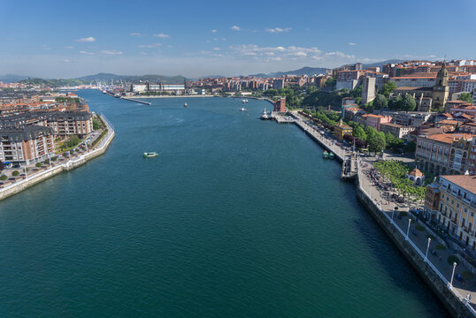 Portugalete and Sestao towns from Bizkaia suspension bridge