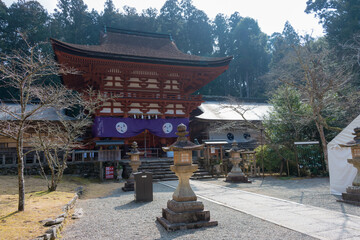Niutsuhime Shrine in Katsuragi, Wakayama, Japan. It is part of the "Sacred Sites and Pilgrimage Routes in the Kii Mountain Range" UNESCO World Heritage Site.