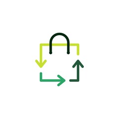 shopping bag recycle logo vector icon illustration
