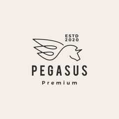 pegasus unicorn wing hipster vintage logo vector icon illustration