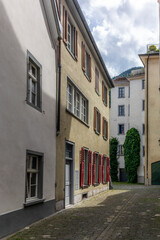 Medieval streets in the center of Chur in Switzerland during the Coronavirus lockdown