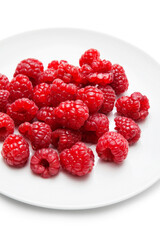 Fresh raspberries on plate