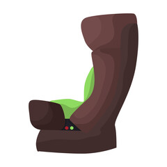 Baby car seat vector cartoon icon. Vector illustration safety chair on white background. Isolated cartoon illustration icon baby car seat.