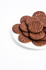 Chocolate biscuits on plate