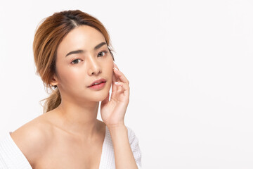 Beauty asian women portrait face with skin care healthy and skin.