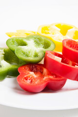 Sliced Green Red and Yelloe Peppers