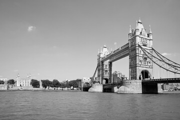 Fototapeta na wymiar Black and white photo of Tower bridge