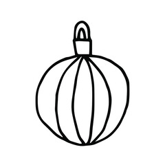 Christmas ball sketch. Doodle vector holiday decor.