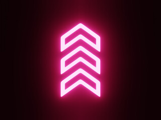 3d rendering up arrow, red glowing neon. Pop art motion animation.