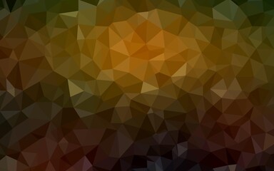 Dark Green, Yellow vector abstract polygonal template. Shining polygonal illustration, which consist of triangles. Best triangular design for your business.