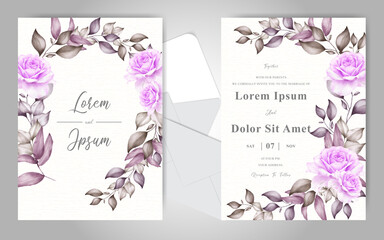 Elegant Wedding Invitation Card Template with Beautiful Floral Ornament