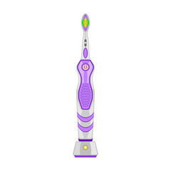 Electric toothbrush vector cartoon icon. Vector illustration dental brush on white background. Isolated illustration cartoon icon electric toothbrush.