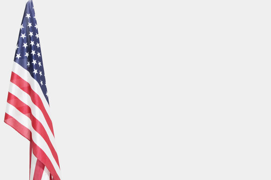 American flag over gray background