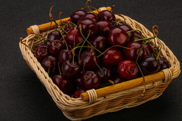 Sweet cherry in the basket