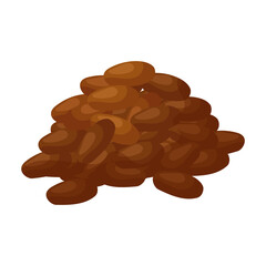 Cocoa bean isolated cartoon illustration icon. Vector illustration chocolate fruit on white background. Vector cartoon icon cocoa bean.