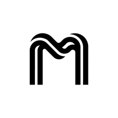 Round Corners Double Line Letter Logotype M