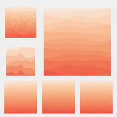 Abstract waves background collection. Curves in peach colors. Superb vector illustration.