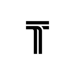Round Corners Double Line Letter Logotype T