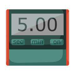 Fototapeta premium Kitchen timer vector cartoon icon. Vector illustration oven stopwatch on white background. Isolated cartoon illustration icon kitchen timer.