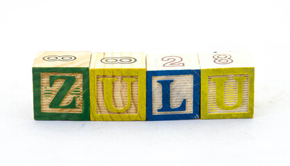 The term zulu in text isolated on a clear background image with copy space in landscape format