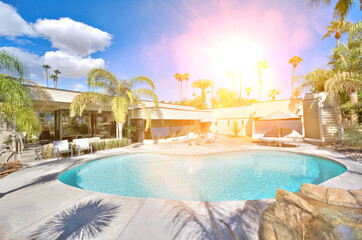 Pool area in luxurious house
