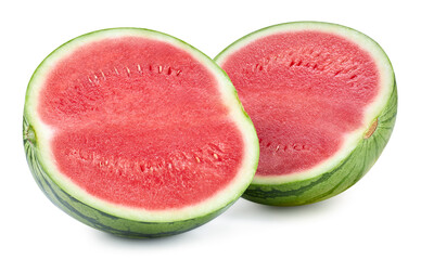 Watermelon. Fresh organic watermelon isolated on white background. Watermelon macro.