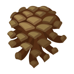 Cone pine isolated cartoon icon. Vector illustration spruce pinecone on white background. Vector cartoon illustration icon cone pine.