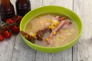 Peas soup with ribs