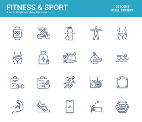 Flat line icons design - Fitness and Sport
