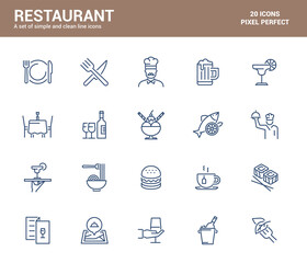 Flat line icons design - Restaurant