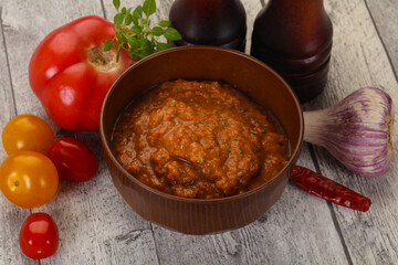 Famous Spanish gazpacho tomato soup