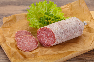 Italian dry Saliami pork sausage