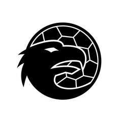 Head of European Eagle Inside Handball Ball Mascot Black and White