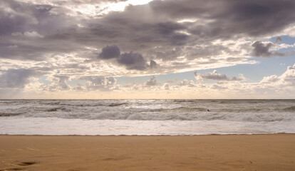 Views of the Estacade beach, in the municipality of Soustons, The Landes Department, France