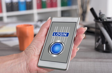 Login concept on a smartphone