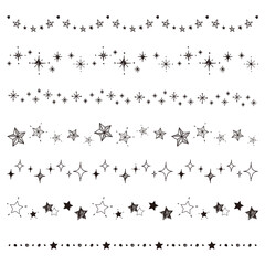 星 装飾ライン 白黒 手書き  / vector eps