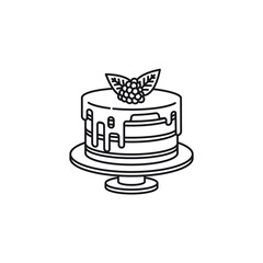 Raspberry cake vector line icon. Pastry outline symbol.