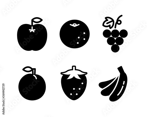 フルーツのシンプルなアイコンのセット 果物 フラット かわいい Wall Mural Yugoro