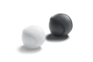 Blank black and white baseball ball seam mockup, side view