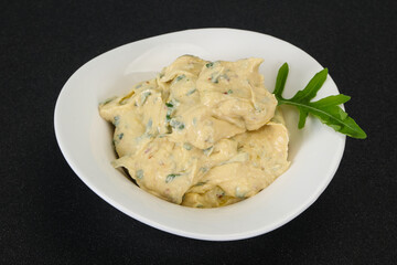 Hummus snack with olive oil