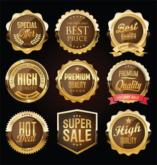 Retro vintage golden badges labels and shields