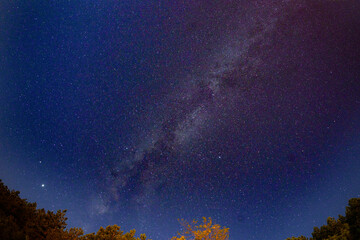 Fototapeta na wymiar Starry sky with part of Milky Way visible on a very clear night