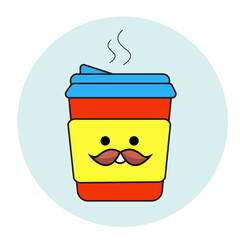 Coffee to go. Coffee cup icon on a white background. Cute vector illustration in flat design style.